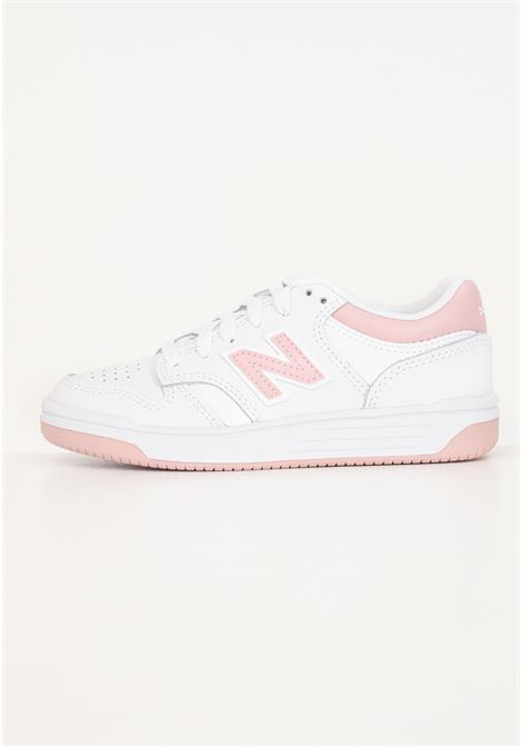 Pink and white girls' sneakers with New Balance 480 laces NEW BALANCE | PSB480OPWHITE